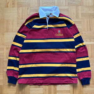 Queens University Barbarian Rugby polo long sleeve jersey shirt Medium